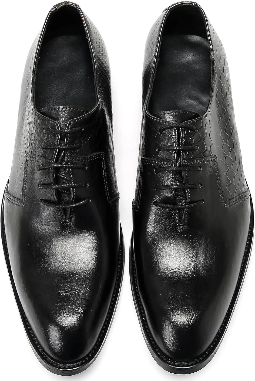 Santimon Dress Shoes for Men Oxfords Formal Business Leather Wingtip Derby Fashion Prom Crocodile Printed Wedding Tuxedo Shoes