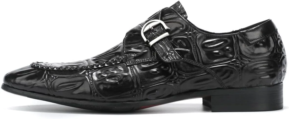 Santimon Men's Loafers Slip on Formal Dress Leather Buckle Alligator Patent Penny Loafers Comfort Fashion Business Walking Shoes