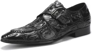 Santimon Men's Loafers Slip on Formal Dress Leather Buckle Alligator Patent Penny Loafers Comfort Fashion Business Walking Shoes
