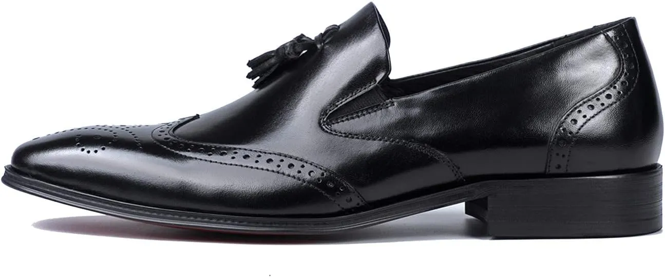 Santimon Men's Loafers Slip on Formal Dress Leather Tassel Loafers Comfort Fashion Business Walking Shoes