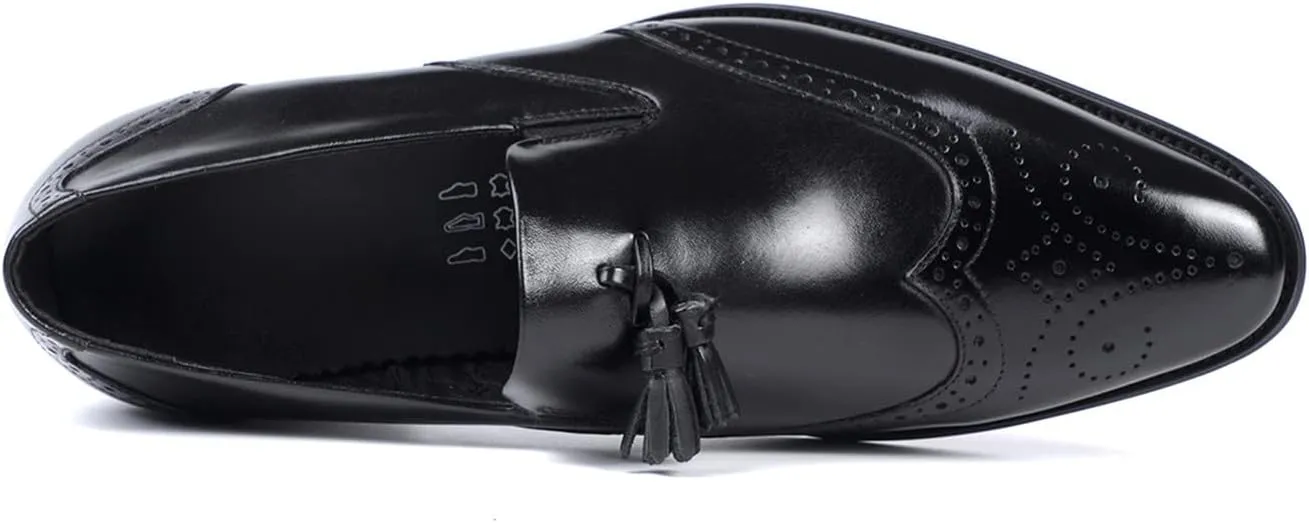 Santimon Men's Loafers Slip on Formal Dress Leather Tassel Loafers Comfort Fashion Business Walking Shoes