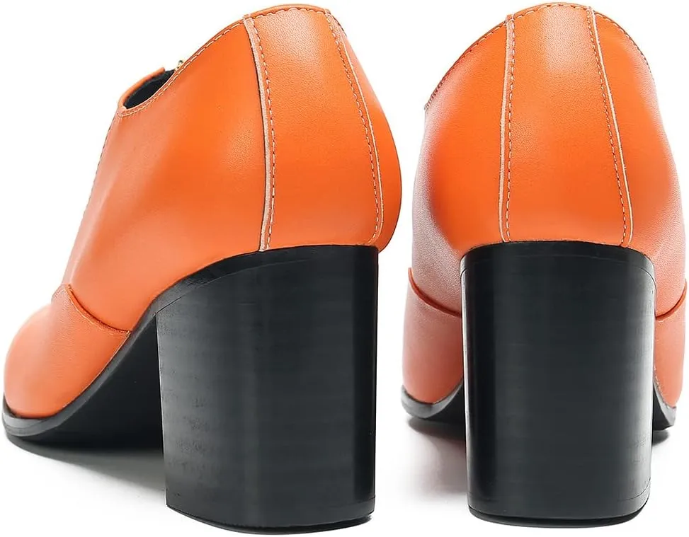 Santimon Men's Pump Slip On Loafers Party Dress Casual Leather Shoes Fashion Western Prom Wedding Disco Zipper Heels Shoes for Men Boys