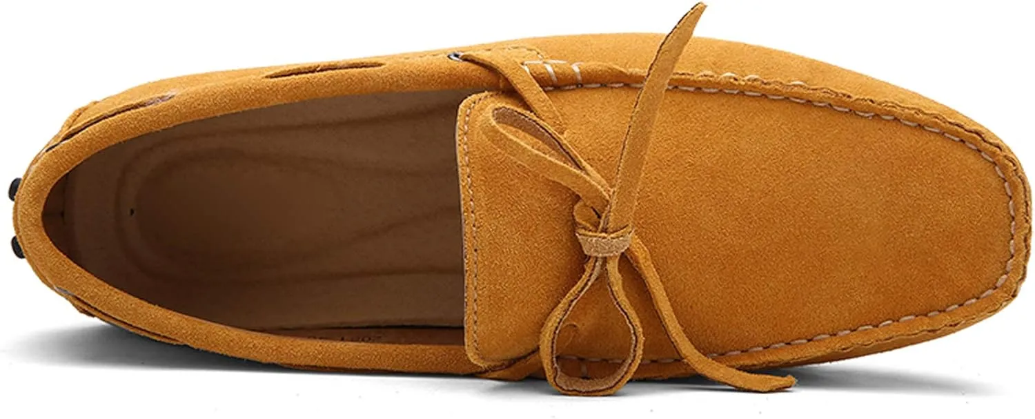 Santimon Men's Suede Leather Driving Walking Moccasins Loafer Lace Shoes