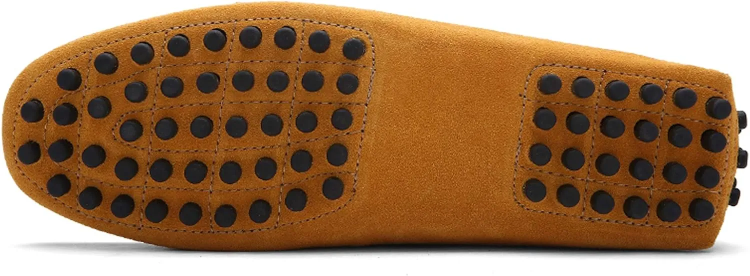 Santimon Men's Suede Leather Driving Walking Moccasins Loafer Lace Shoes
