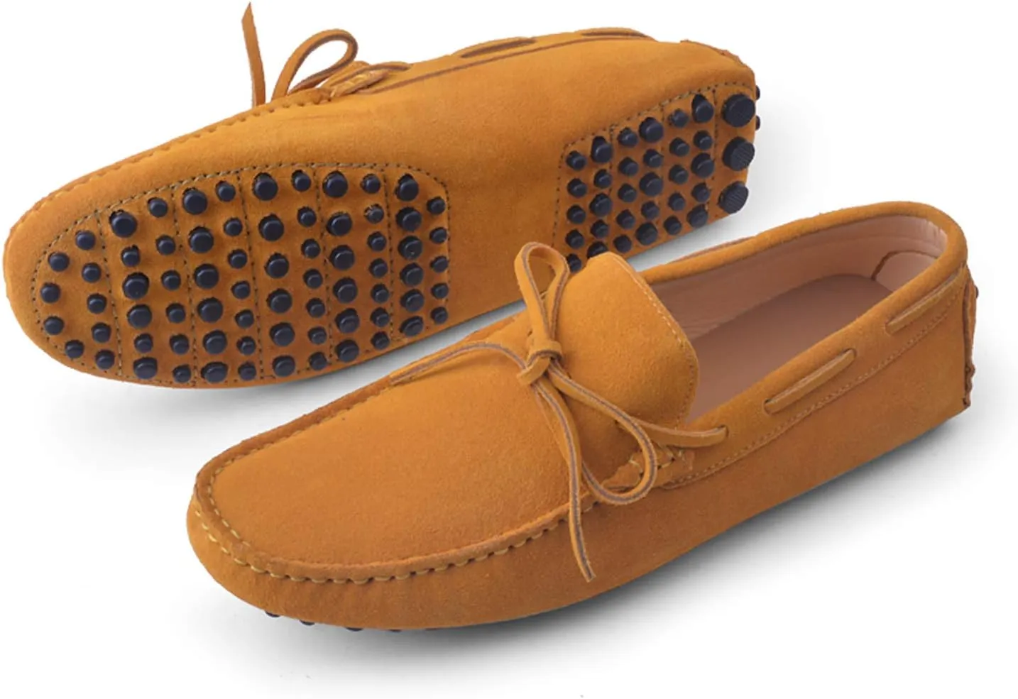 Santimon Men's Suede Leather Driving Walking Moccasins Loafer Lace Shoes