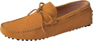Santimon Men's Suede Leather Driving Walking Moccasins Loafer Lace Shoes