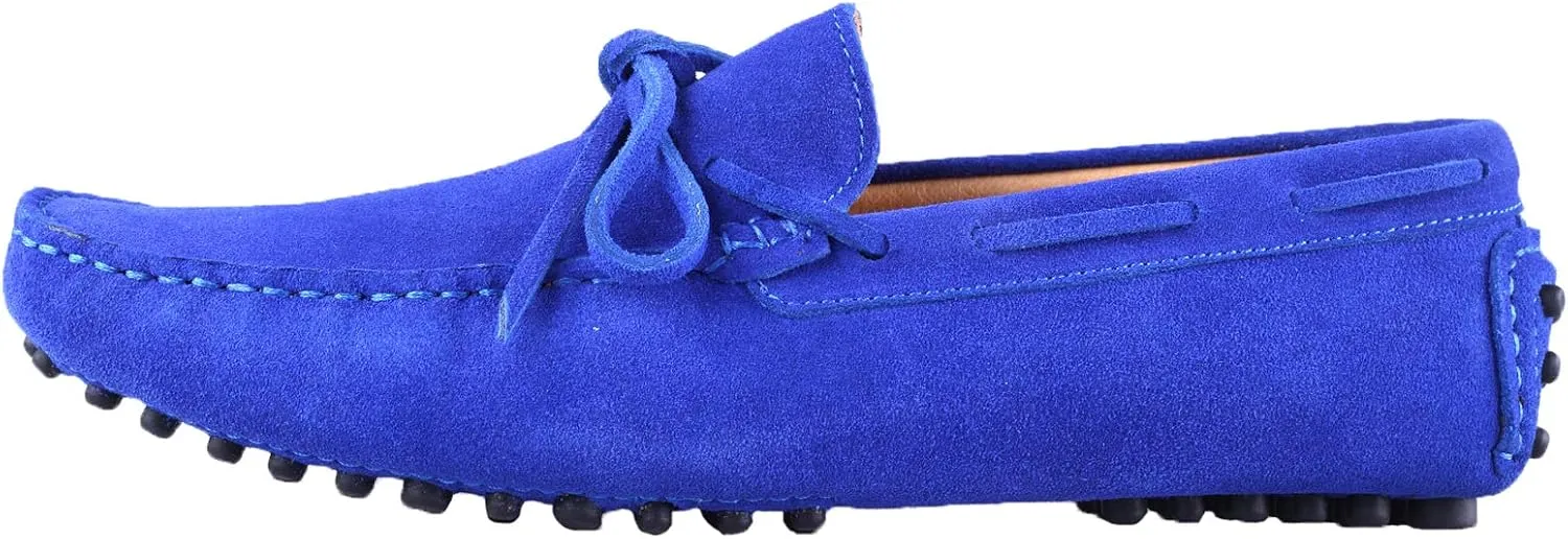 Santimon Men's Suede Leather Driving Walking Moccasins Loafer Lace Shoes