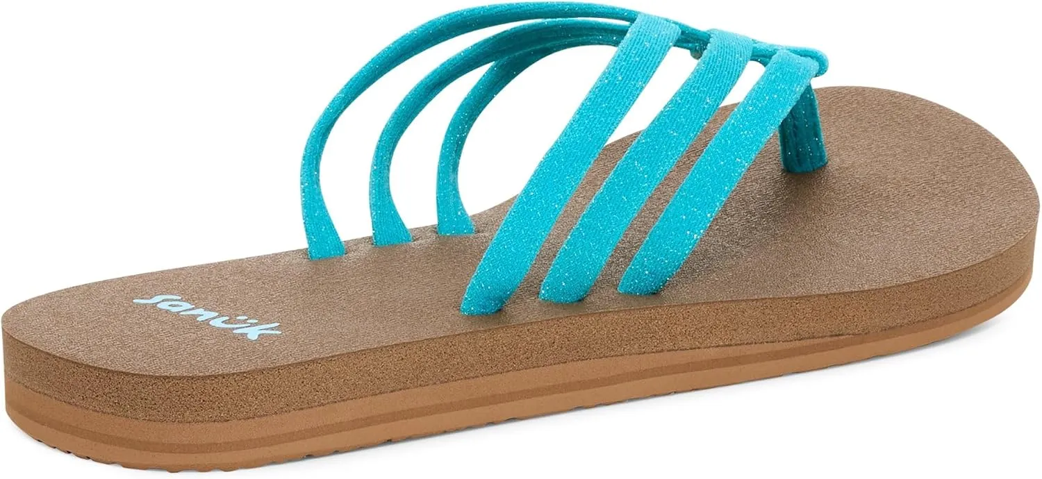 Sanuk Yoga Sandy II Sparkle | Flip Flops for Women | Yoga Sandals For Women | Women's Beach Sandals | Memory Foam Footbed