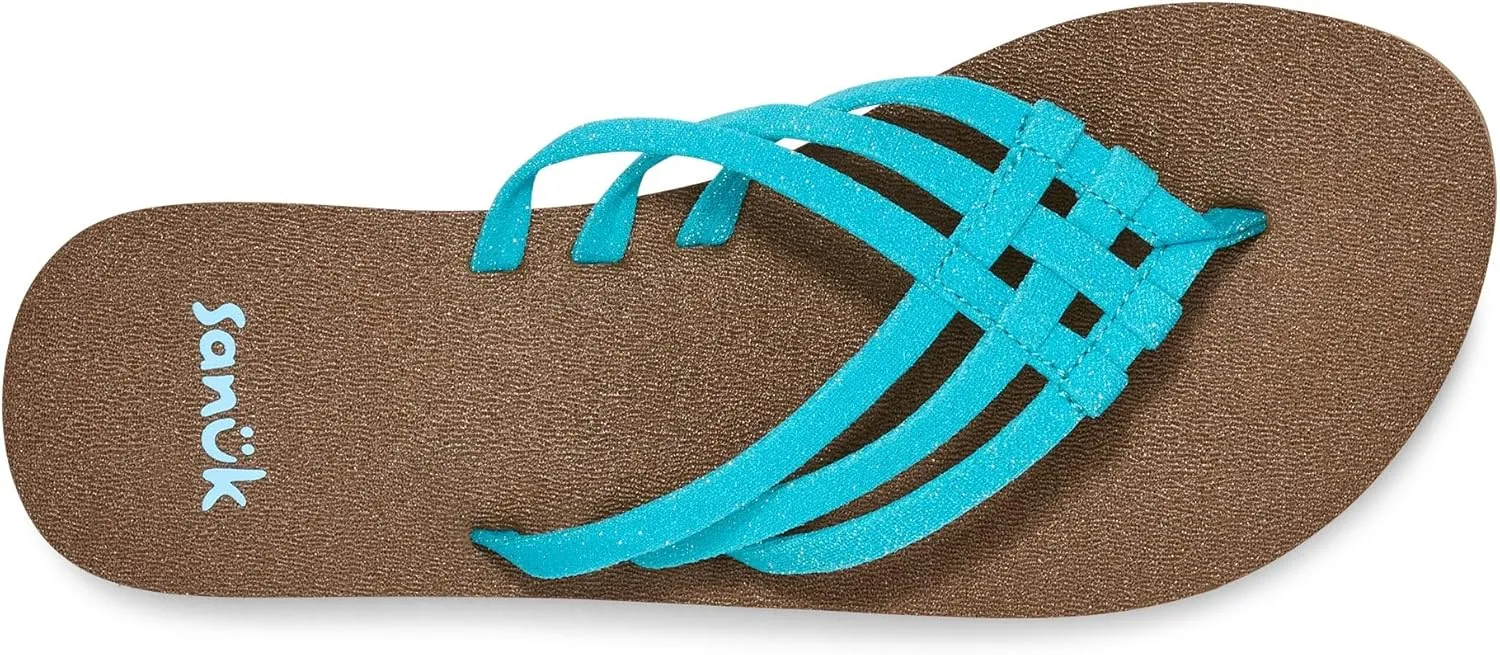 Sanuk Yoga Sandy II Sparkle | Flip Flops for Women | Yoga Sandals For Women | Women's Beach Sandals | Memory Foam Footbed