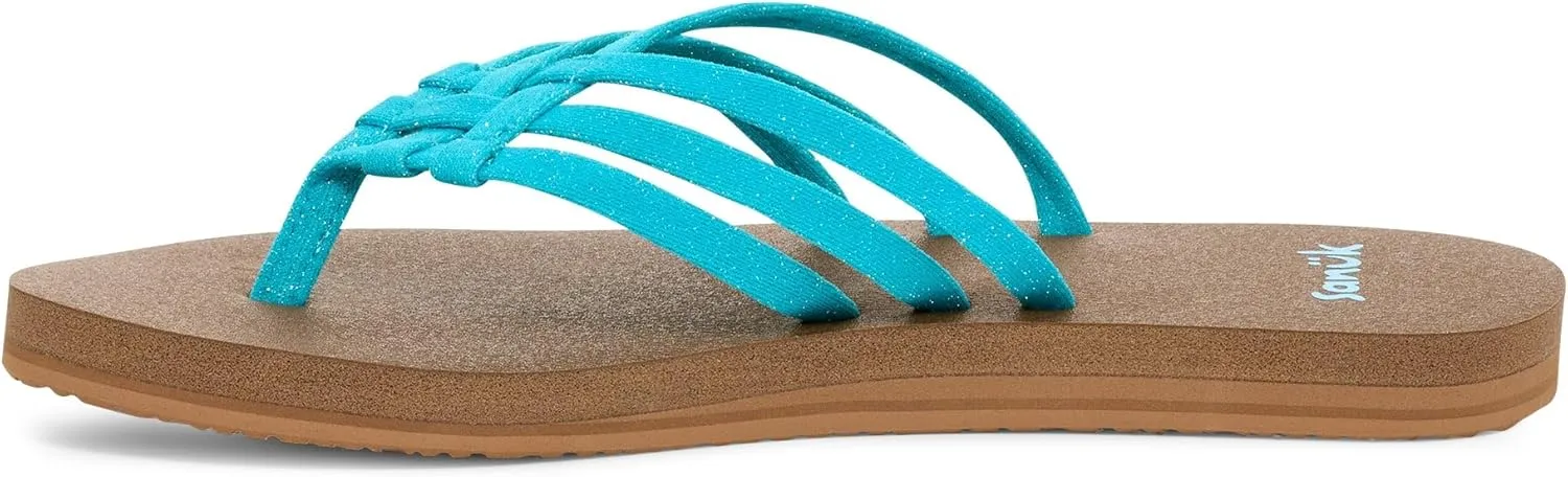 Sanuk Yoga Sandy II Sparkle | Flip Flops for Women | Yoga Sandals For Women | Women's Beach Sandals | Memory Foam Footbed