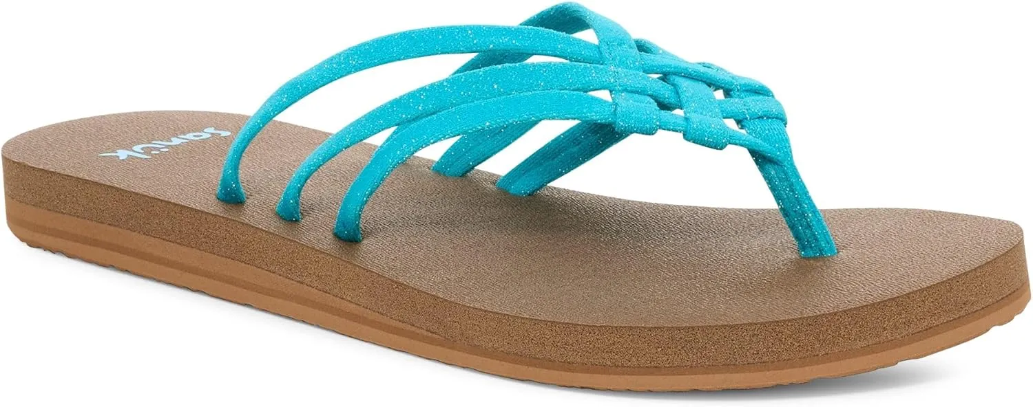 Sanuk Yoga Sandy II Sparkle | Flip Flops for Women | Yoga Sandals For Women | Women's Beach Sandals | Memory Foam Footbed