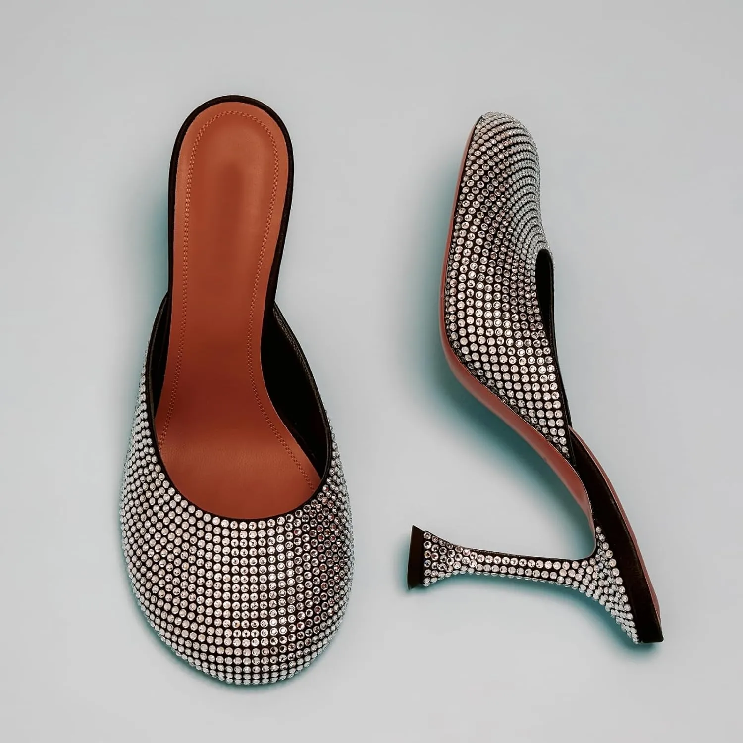 Satin Ballet Mules for Women Bow Tie Vintage Stiletto Heel Mule Round Toe Ballet Style Kitten Heel Pumps