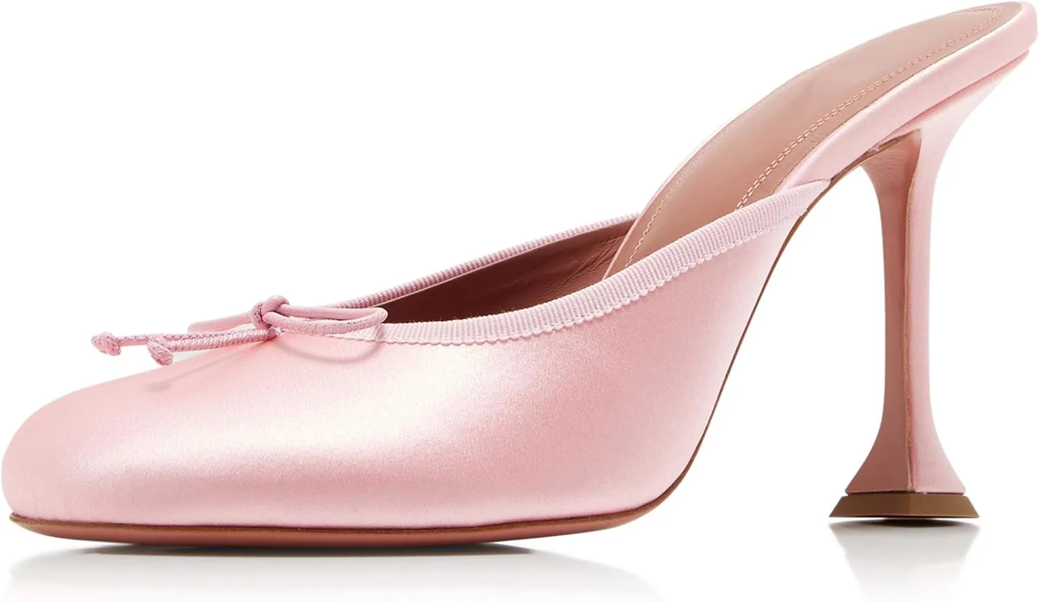 Satin Ballet Mules for Women Bow Tie Vintage Stiletto Heel Mule Round Toe Ballet Style Kitten Heel Pumps