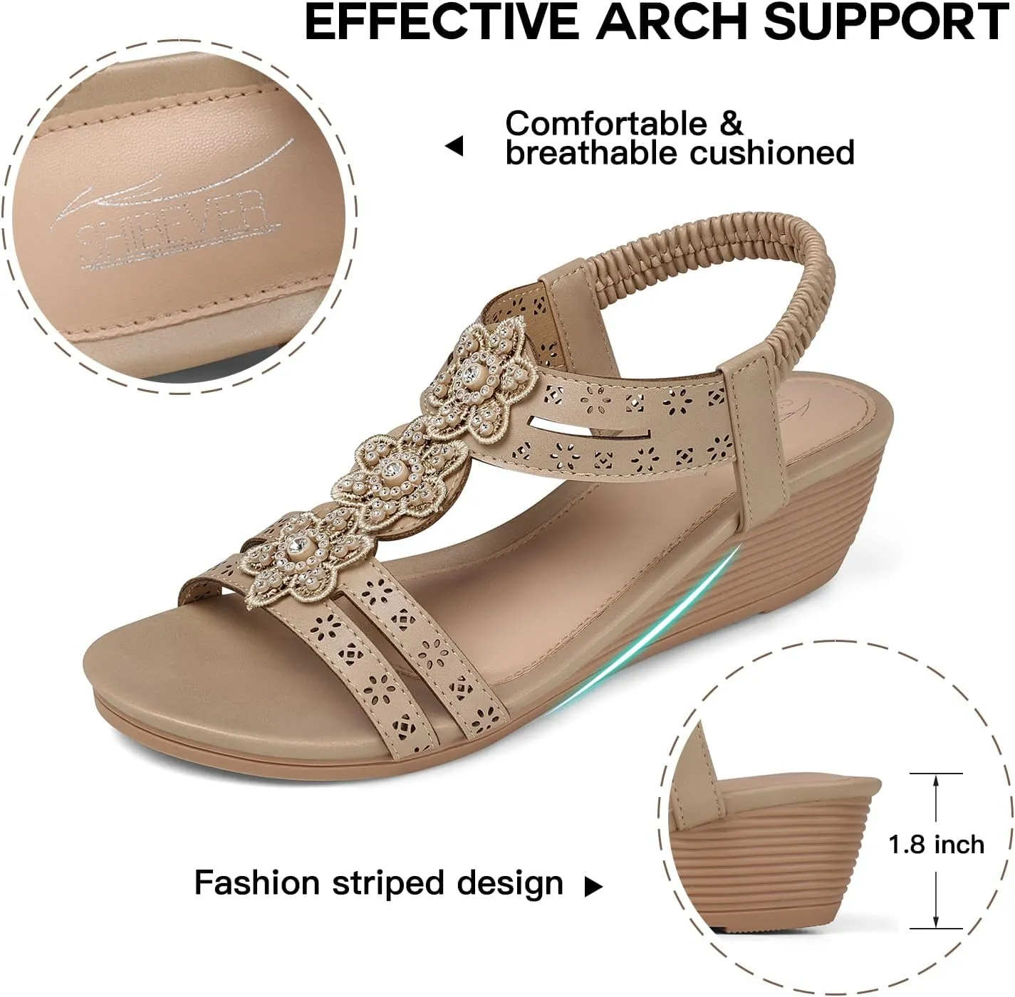 SHIBEVER Wedge Sandals for Women Dressy: Summer Platform Comfortable Low Wedges Womens Sandal