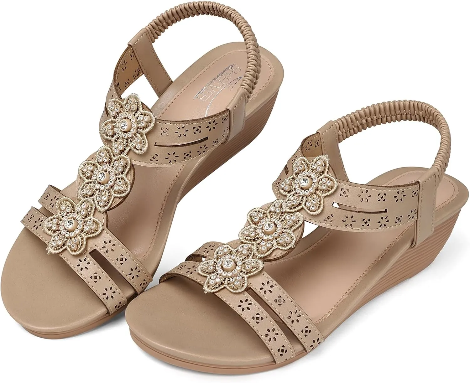 SHIBEVER Wedge Sandals for Women Dressy: Summer Platform Comfortable Low Wedges Womens Sandal
