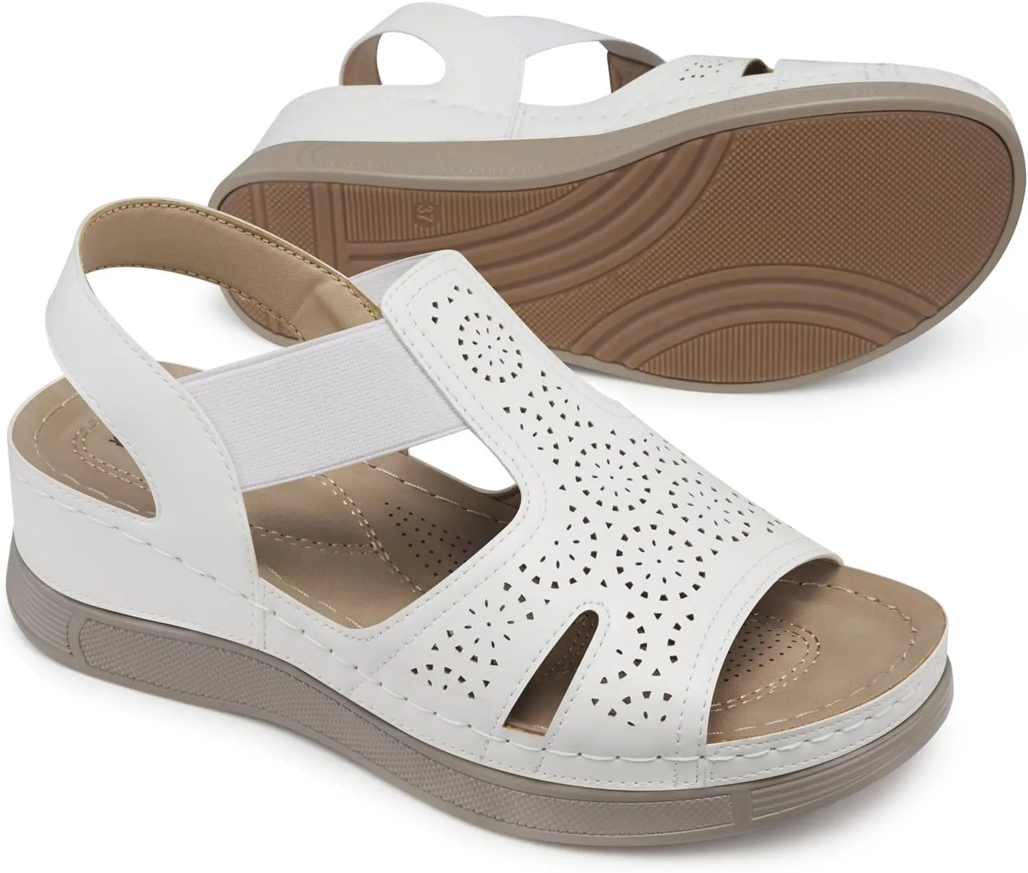 SHIBEVER Wedge Sandals Women Comfortable: Sandals for Women 2025 Dressy Summer Ankle Strap Open Toe Low Heel Platform Wedges Shoes