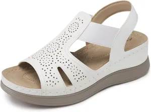 SHIBEVER Wedge Sandals Women Comfortable: Sandals for Women 2025 Dressy Summer Ankle Strap Open Toe Low Heel Platform Wedges Shoes