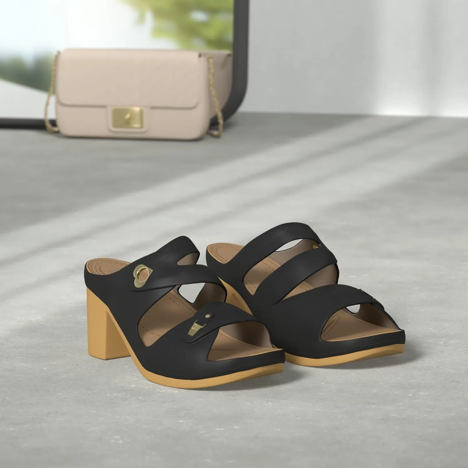 SHIBEVER Women's Summer Sandals, Low Wedge Block Heels, Comfortable PU Leather, Slip-On, Open Toe, Dressy & Casual