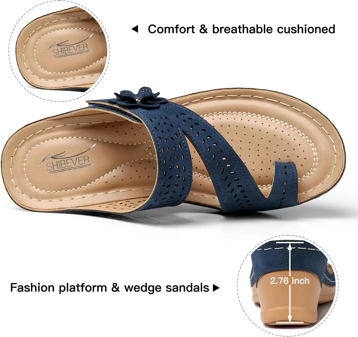 SHIBEVER Women's Wedge Sandals Platform: Comfortable Dressy Arch Support - Summer Open Toe Women Sandals