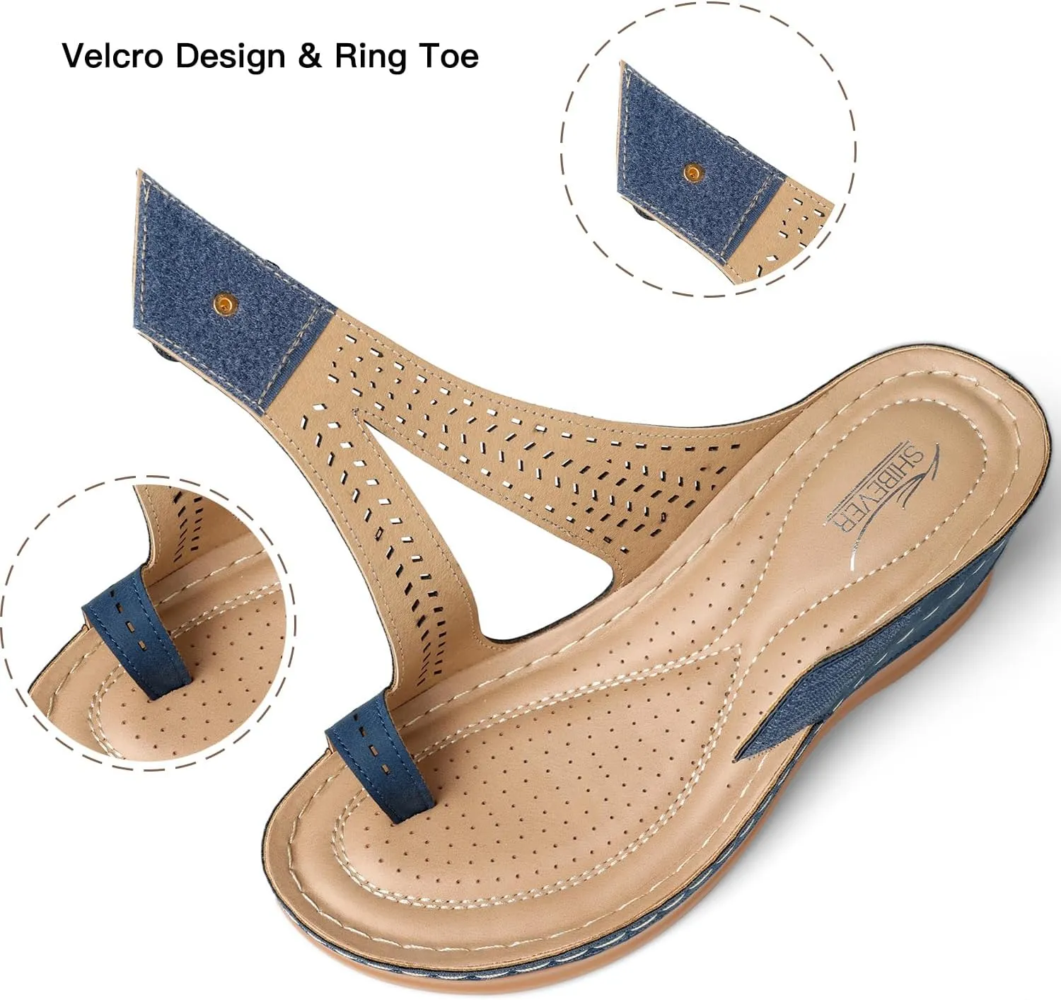 SHIBEVER Women's Wedge Sandals Platform: Comfortable Dressy Arch Support - Summer Open Toe Women Sandals