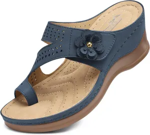 SHIBEVER Women's Wedge Sandals Platform: Comfortable Dressy Summer Casual Slip on - Low Heels Flip Flops Women Sandals