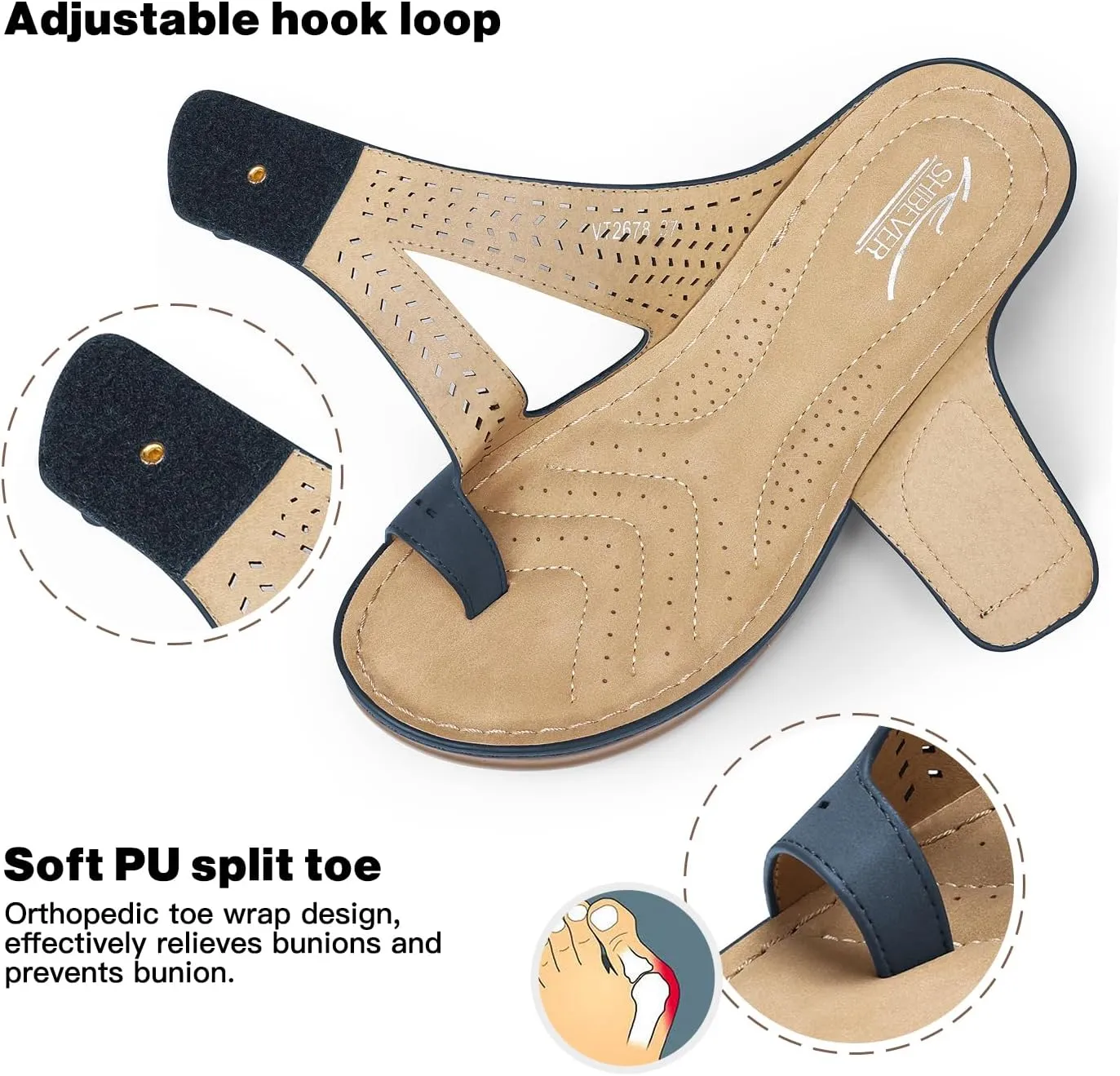 SHIBEVER Women's Wedge Sandals Platform: Comfortable Dressy Summer Casual Slip on - Low Heels Flip Flops Women Sandals