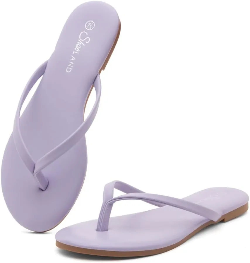 Shoe Land Flip Flops for Women 2025 - Memory Foam Slides & Flat Sandals | Ultra-Comfortable Thong Lightweight Summer Shoes for Beach, Pool & Dressy Outfits