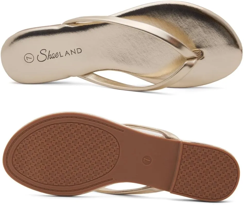 Shoe Land Flip Flops for Women 2025 - Memory Foam Slides & Flat Sandals | Ultra-Comfortable Thong Lightweight Summer Shoes for Beach, Pool & Dressy Outfits