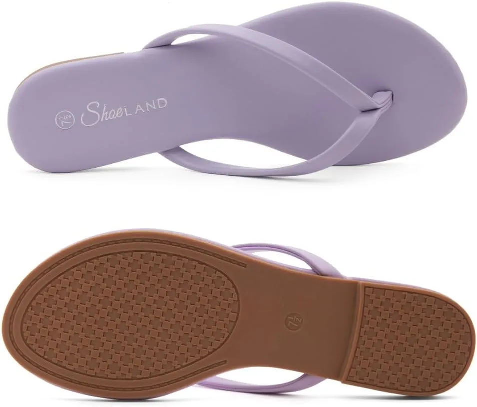 Shoe Land Flip Flops for Women 2025 - Memory Foam Slides & Flat Sandals | Ultra-Comfortable Thong Lightweight Summer Shoes for Beach, Pool & Dressy Outfits