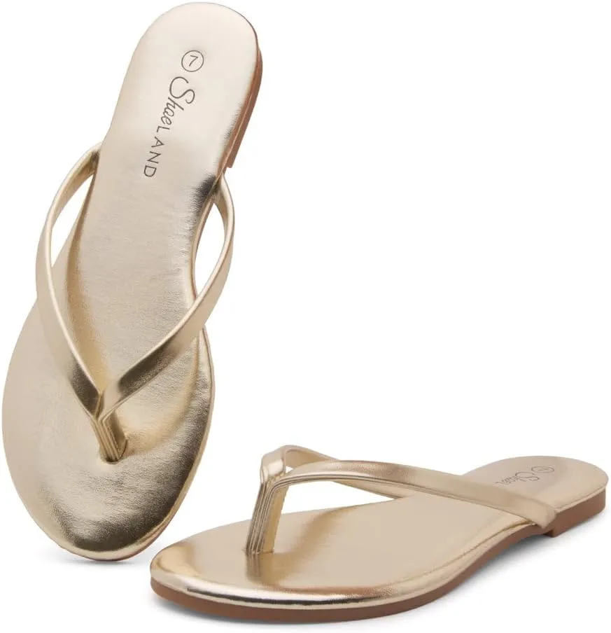 Shoe Land Flip Flops for Women 2025 - Memory Foam Slides & Flat Sandals | Ultra-Comfortable Thong Lightweight Summer Shoes for Beach, Pool & Dressy Outfits