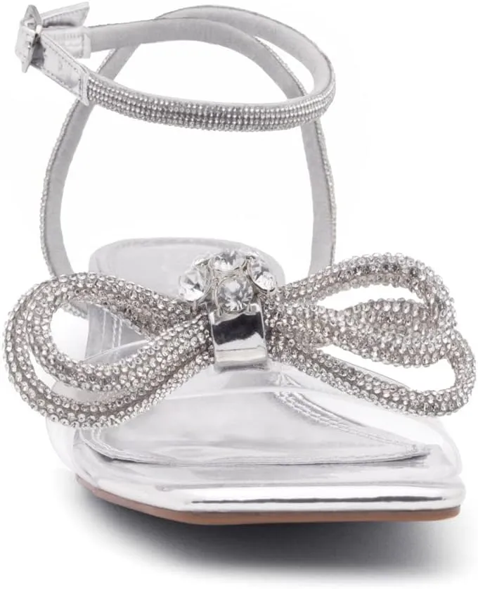 Shoe Land Women's Low Heels Dressy Sandals for 2025-1 Inch Chunky Block Short Heels | Square Open Toe with Adjustable Ankle Strap | Wedding & Party Heeled Sandals