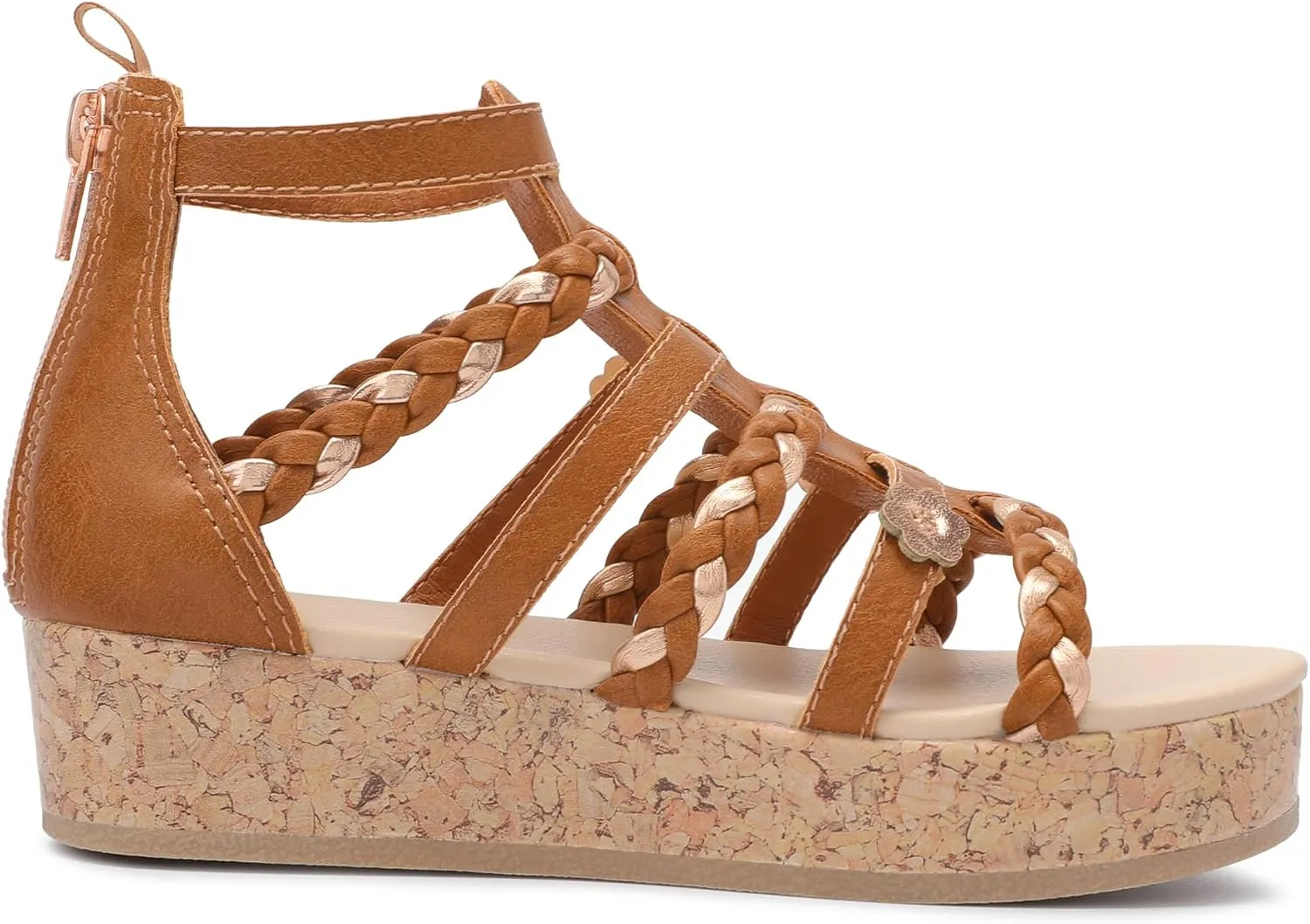 shoeslocker Girls Sandals Flatform Wedge Open Toe Summer Shoes Little Big Kid Flower Girl Heels Dress Shoes