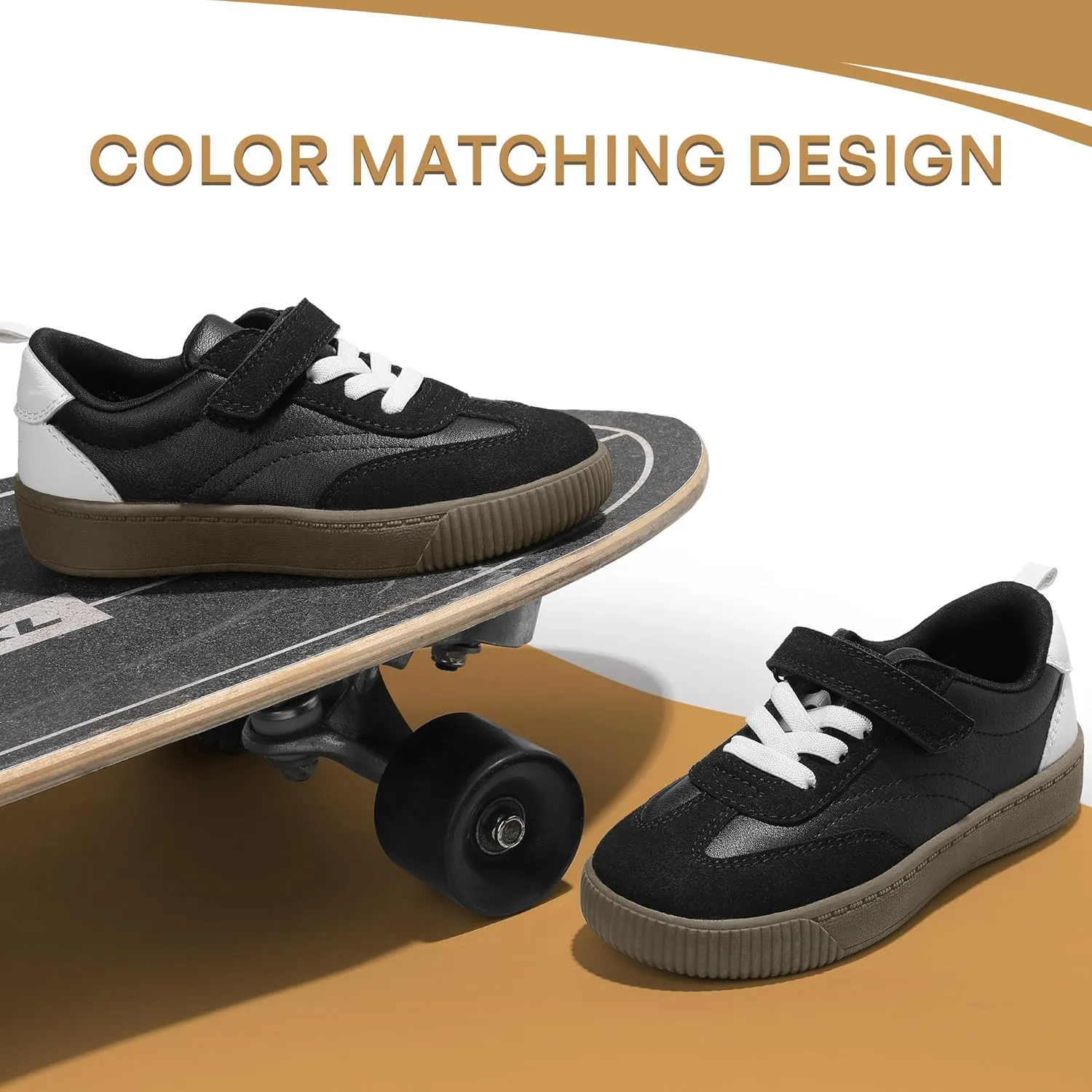 shoeslocker Toddlers Casual Sneakers Boys & Girls Loafer Shoes Comfortable Slip-On Lightweight Kids Sneakers Hook and Loops Toddler/Little Kids