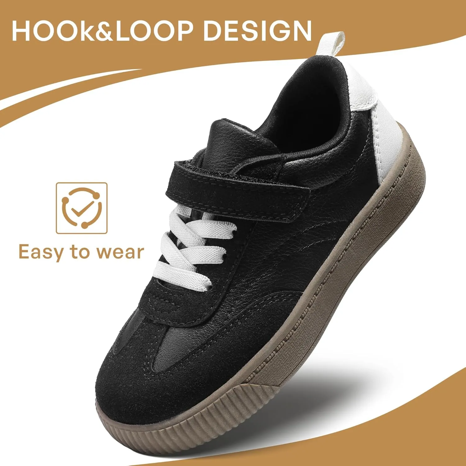 shoeslocker Toddlers Casual Sneakers Boys & Girls Loafer Shoes Comfortable Slip-On Lightweight Kids Sneakers Hook and Loops Toddler/Little Kids