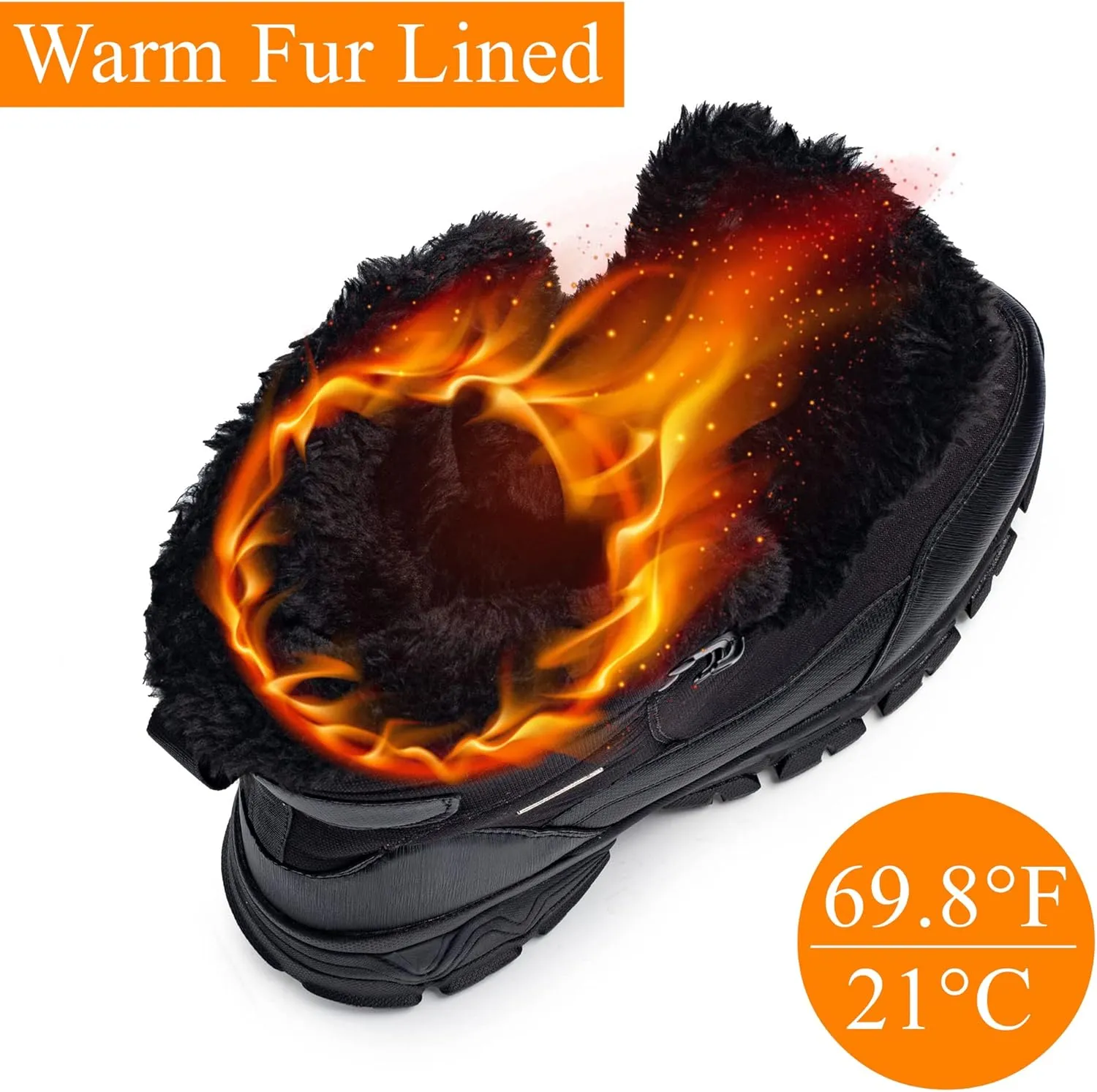 SHULOOK Men's Snow Boots Waterproof Warm Fur Lined Winter Hiking Boot Non-slip Outdoor Ankle High-top Shoes Work Hiker Trekking Trail