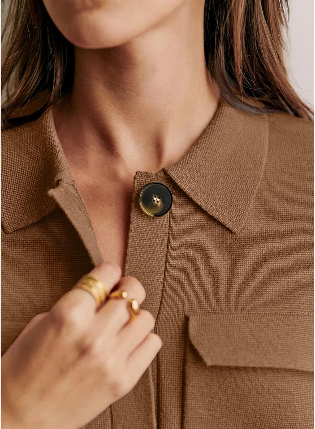 Shy Velvet Women 2025 Shackets Jacket Patch-Pocket Sweaters Merino Cardigan Open Front Button Down Cropped Jackets