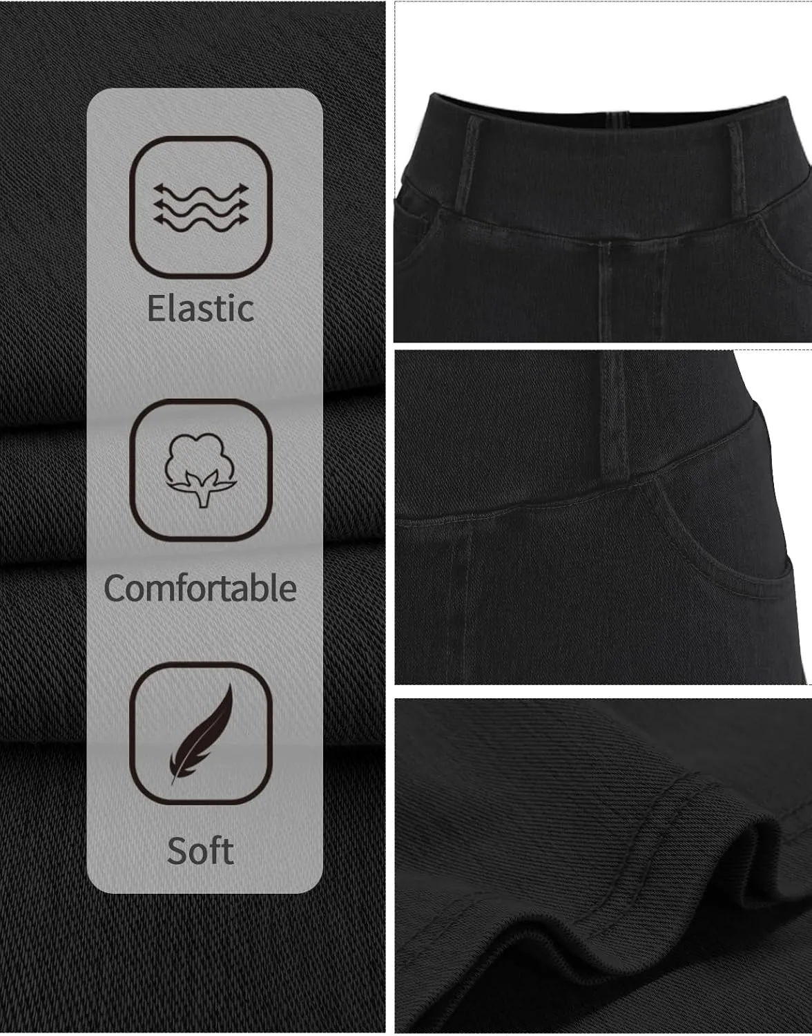 Simple Flavor Women's Wide Leg Jeans High Waisted Stretch Pull-on Baggy Denim Pants with Pockets