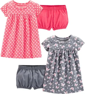 Simple Joys by Carter's Girls' Short-Sleeve and Sleeveless Dress Sets, Pack of 2