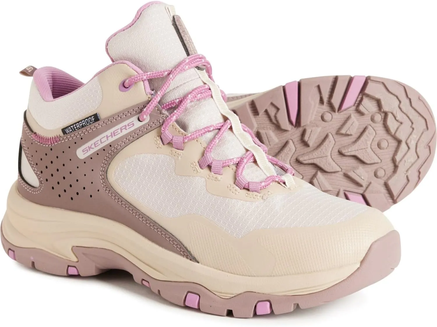 Skechers Women's Relaxed Fit Trego Tuscarora Hiking Boots, Mauve/Natural, 8.5 M US