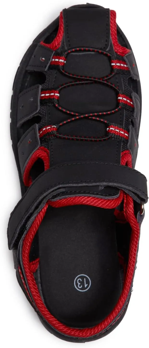 Skysole Boys Water Shoes, Rugged Closed Toe Back Strap Amphibian Sandals for Beach, Hiking & Outdoor Sports - Patterned/Solid