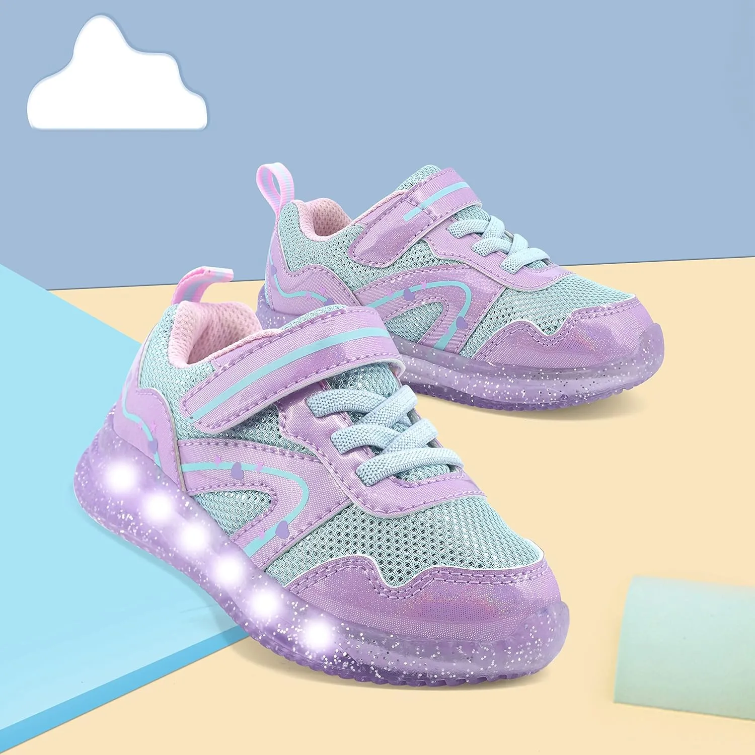 SKYWHEEL Boys Girls Sneakers Light up for Toddler Size 5 to Little Kids Size 2