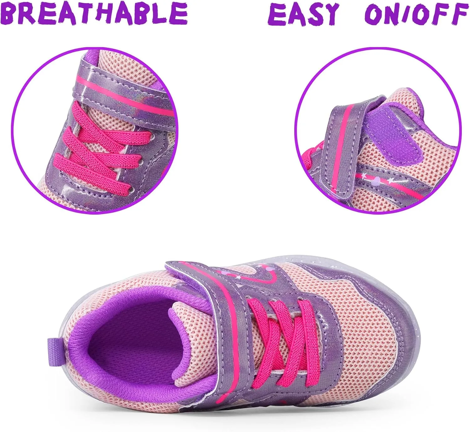 SKYWHEEL Boys Girls Sneakers Light up for Toddler Size 5 to Little Kids Size 2