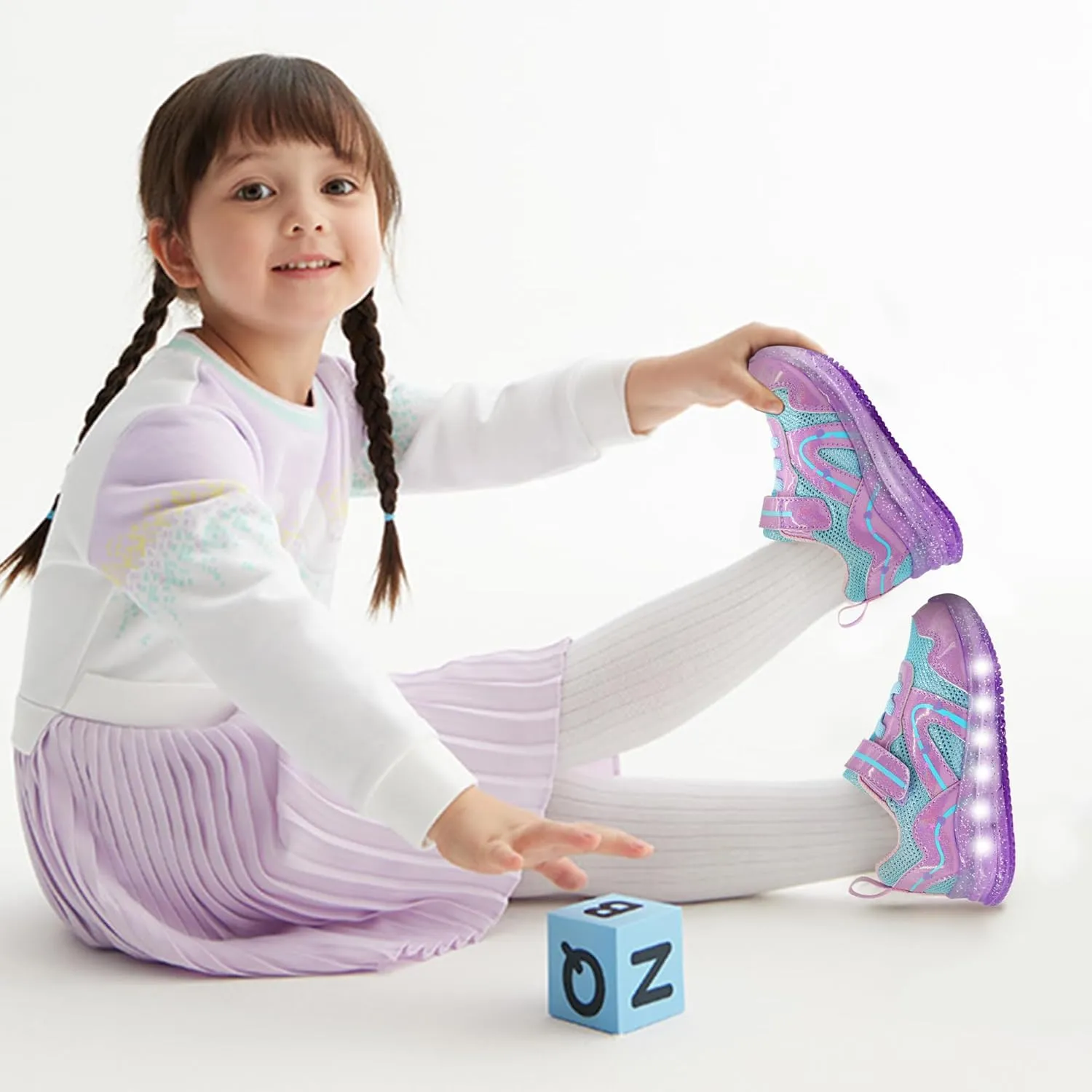 SKYWHEEL Boys Girls Sneakers Light up for Toddler Size 5 to Little Kids Size 2