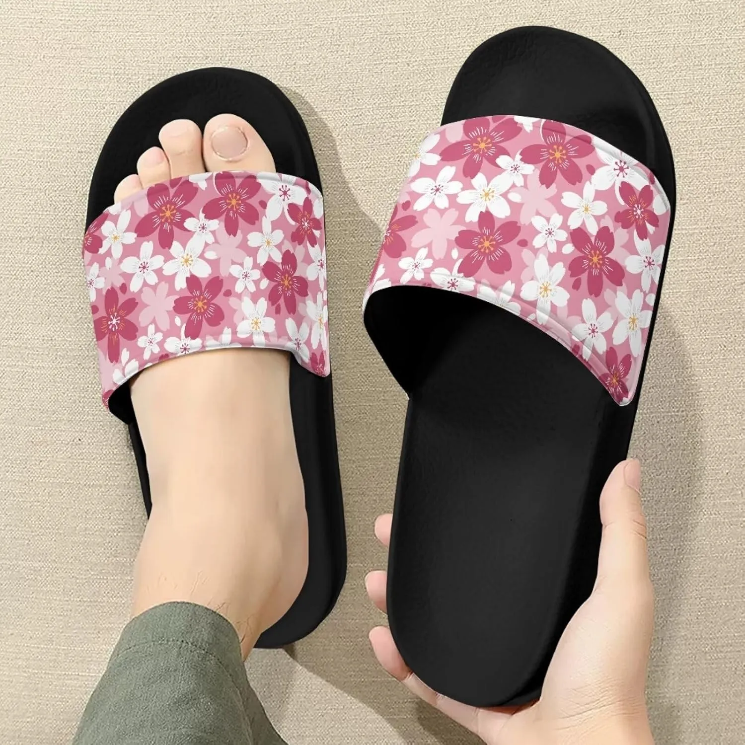 Slide Sandals for Ladies Casual Pillow House Sandals Open Toe Comfortable Shower Shoes Non-Slip Sport Shoes Beach Dress Shoes Easy to Clean