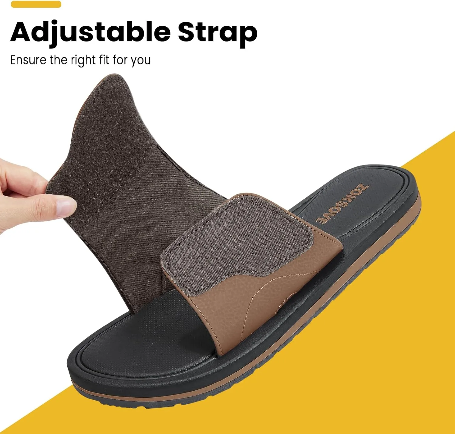 Slides for Men - Adjustable Slide Sandals Slip On- Open Toe Memory Foam Beach Sandals - Comfortable Summer Footwear for indoor/outdoor - Black 7
