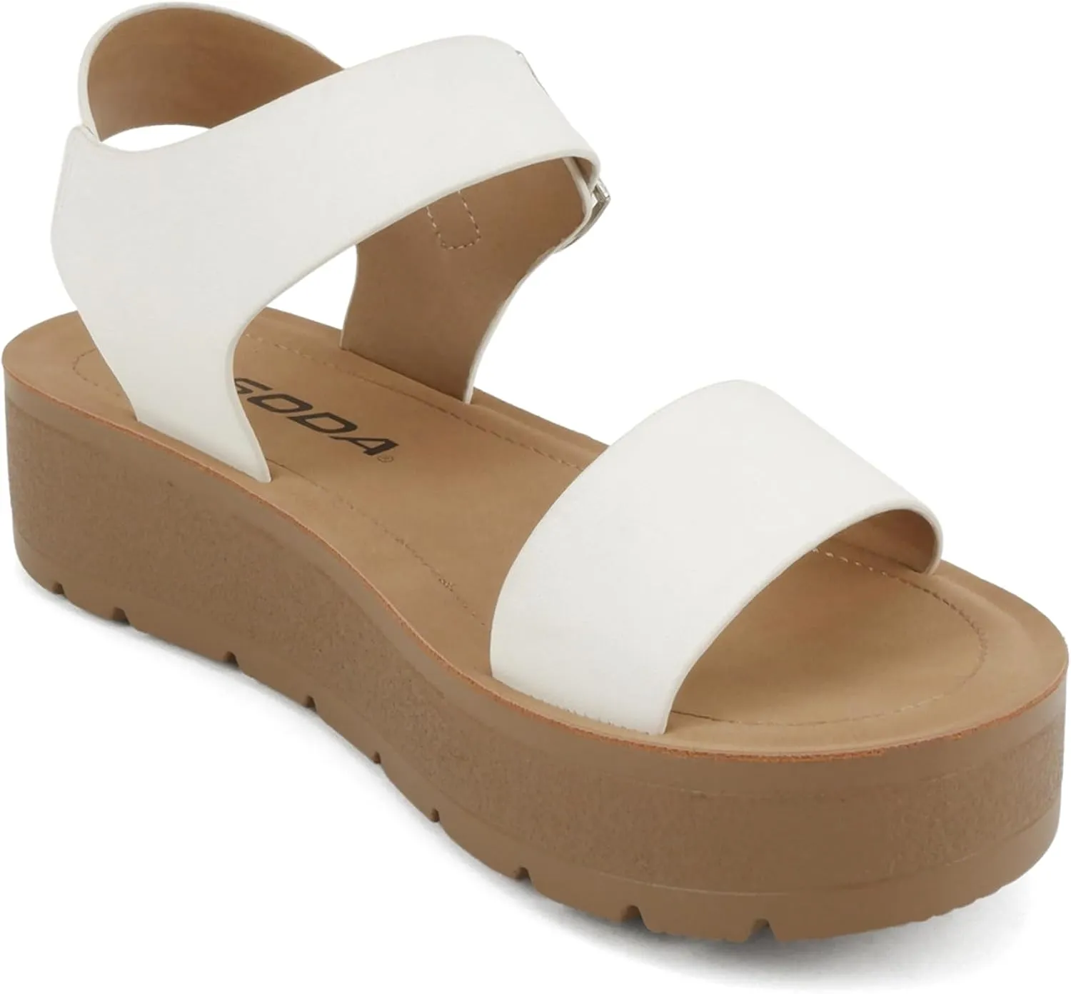 Soda Papaya ~ Women Open Toe Multi-Strap Flatform Sandals