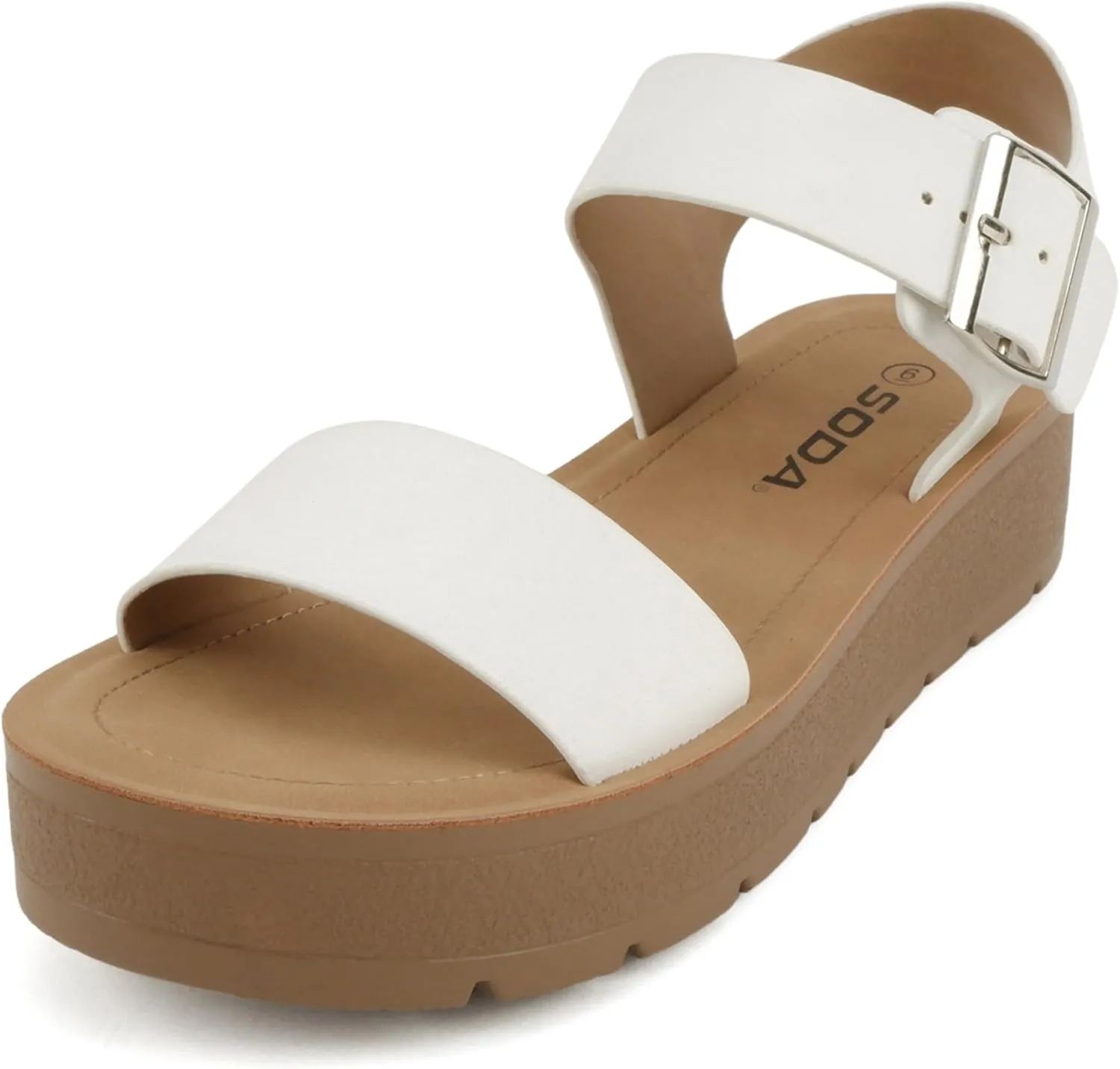 Soda Papaya ~ Women Open Toe Multi-Strap Flatform Sandals