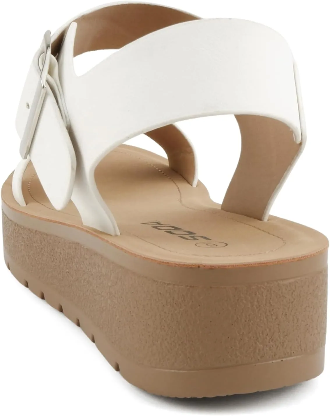 Soda Papaya ~ Women Open Toe Multi-Strap Flatform Sandals