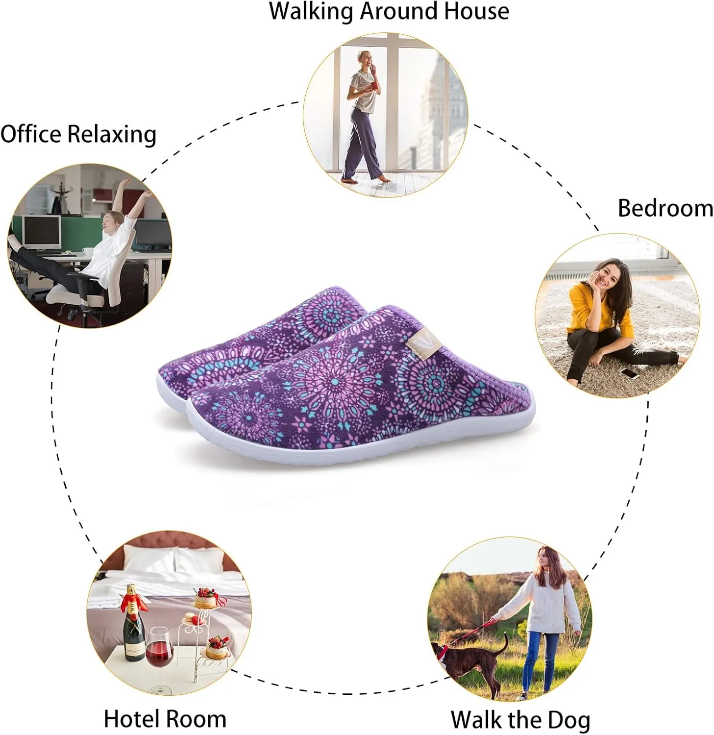 Spesoul Fuzzy House Slippers for Women Men Indoor Closed Back Lightweight Cozy Faux Furry Lining Barefoot House Shoes Slipper Socks for Bedroom Home Office Yoga Outdoor Walking Shoes
