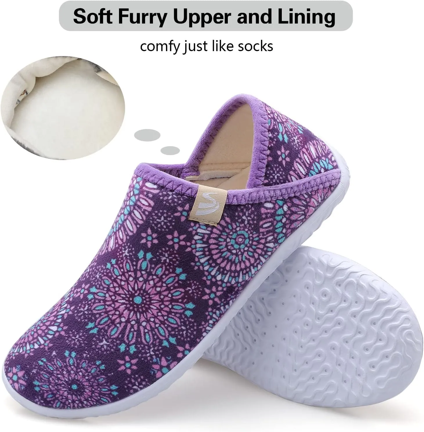Spesoul Fuzzy House Slippers for Women Men Indoor Closed Back Lightweight Cozy Faux Furry Lining Barefoot House Shoes Slipper Socks for Bedroom Home Office Yoga Outdoor Walking Shoes
